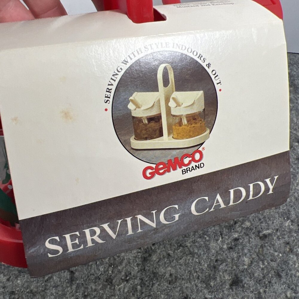 Vtg Gemco Holidays Condiment Jelly Jam Sauce Serving Caddy Set Spoon Glass NOS - Picture 10 of 12